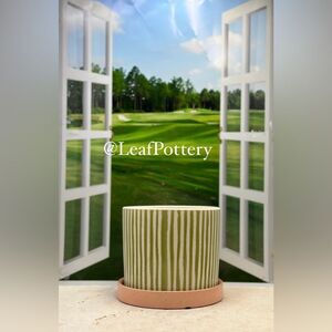 Rayitas Green/Pink (SM)  Ceramic Planter with Saucer Attached